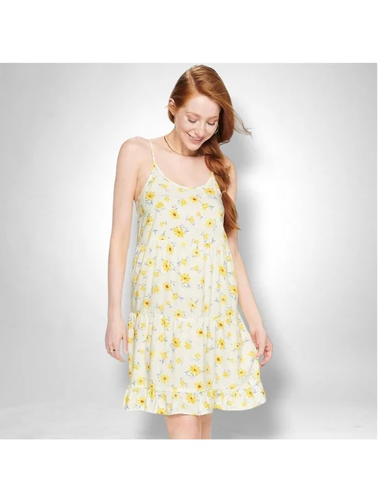 SO XL White Yellow Floral Knee Length Sun Dress - Picture 2 of 6